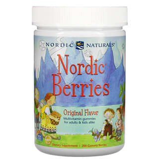 Nordic Naturals, Nordic Berries، علكات متعددة الفيتامينات، النكهة الأصلية، 200 علكة بطعم التوت