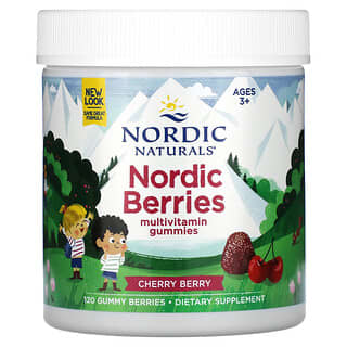 Nordic Naturals, Nordic Berries Multivitamin Gummies, Ages 3+, Cherry Berry, 120 Gummy Berries