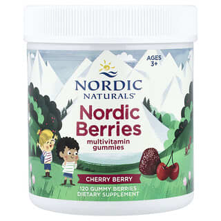 Nordic Naturals, Nordic Berries -monivitamiinikarkit, 3+ vuotta, kirsikka, 120 karkkia