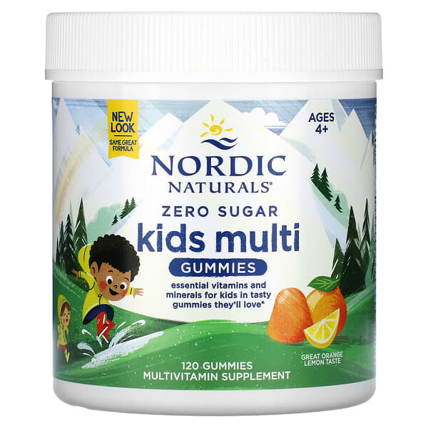 Zero Sugar Kids Multi Gummies, Ages 4 +, Orange Lemon, 120 Gummies