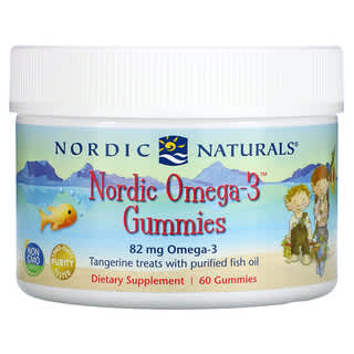 Nordic Naturals, Nordic Omega-3 Gummies, Tangerine, 82 mg, 60 Gummies
