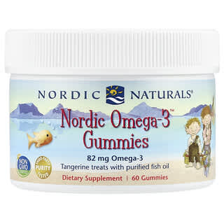 نورديك ناتورالز‏, علكات Nordic Omega-3، يوسفي، 82 ملجم، 60 علكة