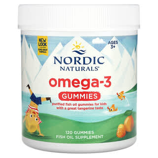 Nordic Naturals, Omega-3 Gummies, Ages 3+, Tangerine, 120 Gummies