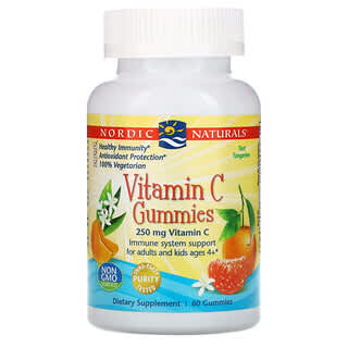 Nordic Naturals, Gomitas de vitamina C, mandarina agria, 250 mg, 60 gomitas