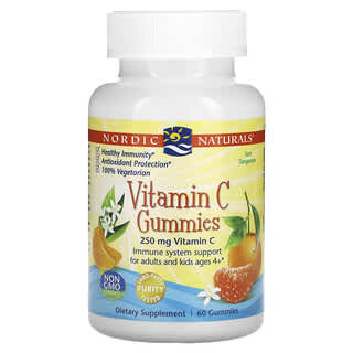 Nordic Naturals, Vitamin C Gummies, Ages 4+, Tart Tangerine, 125 mg, 60 Gummies