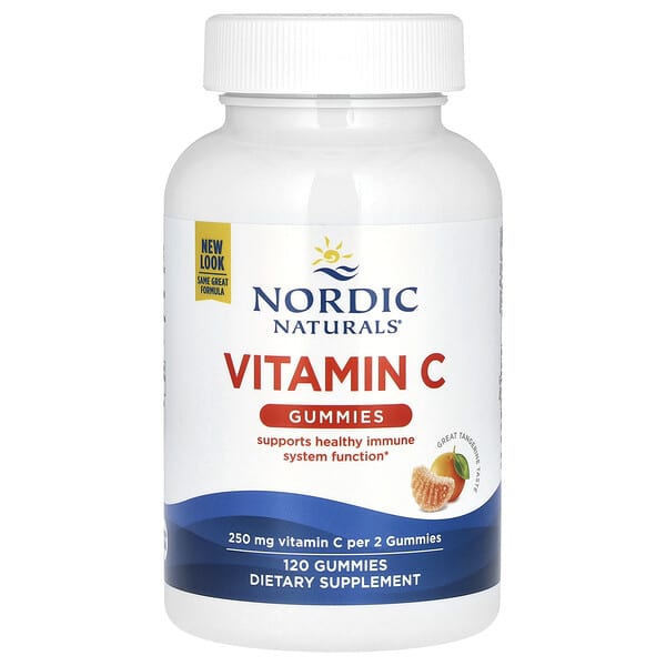 Nordic Naturals, Vitamin C Gummies, Great Tangerine, 250 mg, 120