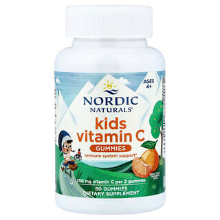 Nordic Naturals, Gomitas con vitamina C para niños, De 4 años en adelante, mandarina ácida, 60 gomitas (125 mg por gomita)