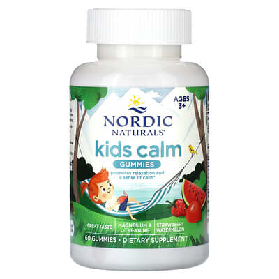 Nordic Naturals, Calming Gummies for Kids, Ages 3+, Strawberry Watermelon, 60 Gummies