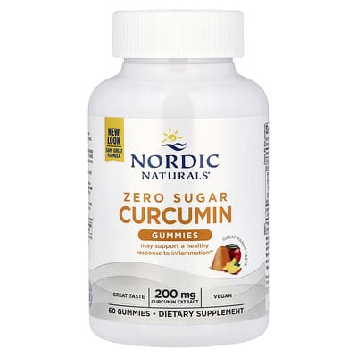 Nordic Naturals, Sugar-Free Curcumin Gummies, Mango Flavor, 60 Gummies (100 mg Each Gummy)