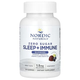 Nordic Naturals, жевательные таблетки для улучшения иммунитета и сна, без сахара, бузина и лимон, 30 жевательных таблеток