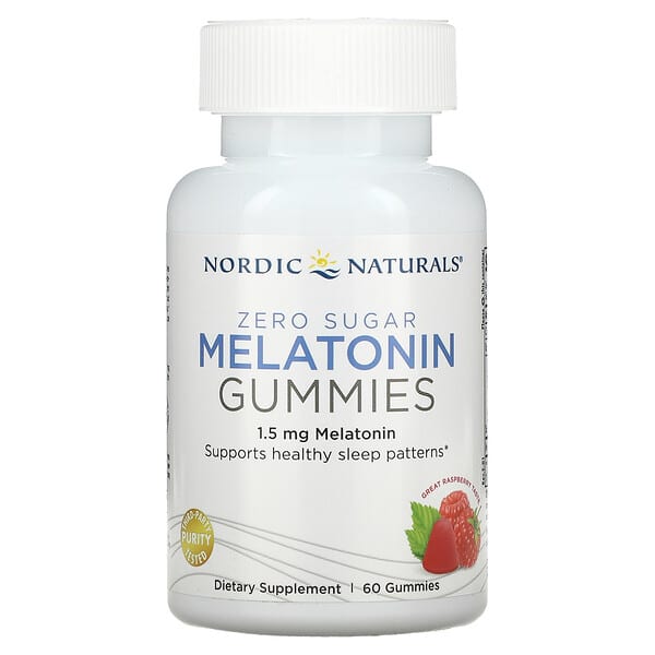 Nordic Naturals‏, Zero Sugar Melatonin Gummies, Raspberry, 1.5 mg, 60 Gummies