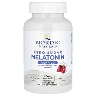 Nordic Naturals, Zero Sugar Melatonin Gummies, Raspberry, 1.5 mg, 120 Gummies