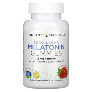 Nordic Naturals, Gomitas de melatonina sin azúcar, Frambuesa, 1,5 mg, 120 gomitas