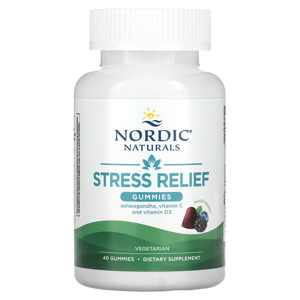 Nordic Naturals, Stress Relief Gummies, Beerenmischung, 40 Fruchtgummis