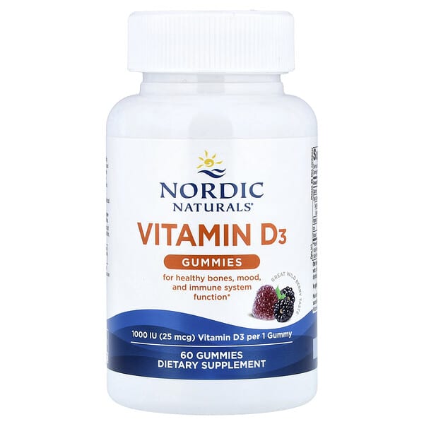 Nordic Naturals, 비타민D3 구미젤리, 야생 베리, 25mcg(1,000IU), 구미젤리 60개