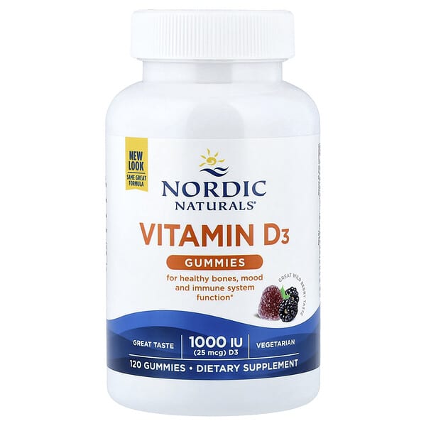 Nordic Naturals, 비타민D3 구미젤리, 그레이트 와일드 베리, 25mcg(1,000IU), 구미젤리 120개