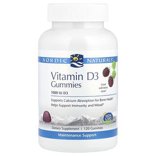 Nordic Naturals, Gommes à la vitamine D3, Baies sauvages, 1000 UI, 120 gommes