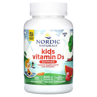 Nordic Naturals, Kids Vitamin D3 Gummies, Ages 3+, Wild Watermelon Splash, 400 IU, 120 Gummies