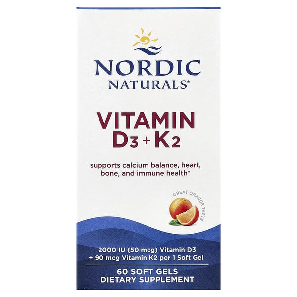 Vitamin D3 + K2, Great Orange, 60 Soft Gels