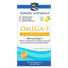 Nordic Naturals, Omega-3, Lemon, 345 mg, 60 Fish Gelatin Soft Gels