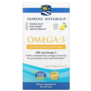 Nordic Naturals, Oméga-3, Citron, 345 mg, 60 capsules molles