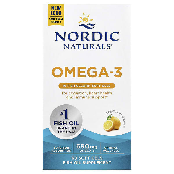 Nordic Naturals, 오메가3, 레몬, 소프트젤 60정(소프트젤당 345mg)