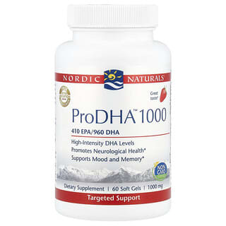 Nordic Naturals, ProDHA 1000, truskawka, 1000 mg, 60 kapsułek miękkich