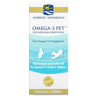 Nordic Naturals, Omega-3 Pet สำหรับแมวและสุนัขพันธุ์เล็ก ขนาด 2 ออนซ์ (60 มล.)