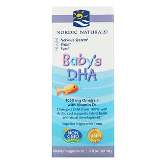 Nordic Naturals, Baby's DHA con vitamina D3, Suplemento para bebés, 1050 mg, 60 ml (2 oz. líq.)