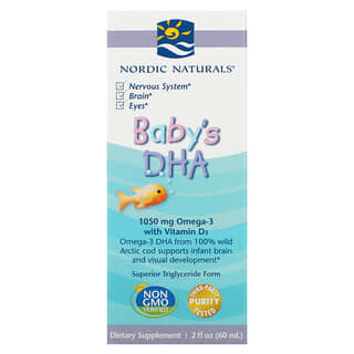 Nordic Naturals, докозагексаеновая кислота (ДГК) с витамином D3 для детей, 1050 мг, 60 мл (2 жидк. унции)