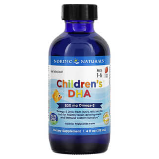 Nordic Naturals, Children's DHA, Morango, Idades 1 a 6, 530 mg, 119 ml (4 fl oz)