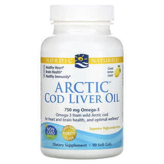Nordic Naturals, Arctic Cod Liver Oil, Lemon, 250 mg, 90 Soft Gels