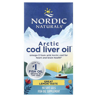 Nordic Naturals, Arktisk torskleverolja, citron, 90 mjuka geler
