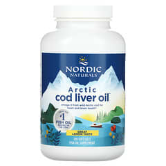 Nordic Naturals, Arctic Cod Liver Oil, Aceite de hígado de bacalao ártico, Limón, 180 cápsulas blandas