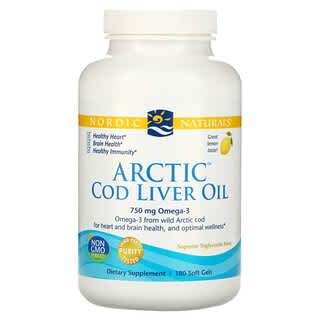 Nordic Naturals, Arctic Cod Liver Oil, Limón, 1000 mg, 180 Cápsulas Gelificadas