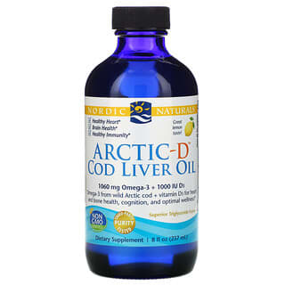 Nordic Naturals, Aceite de Hígado de Bacalao Artico-D, Limón, 8 fl oz (237 ml)