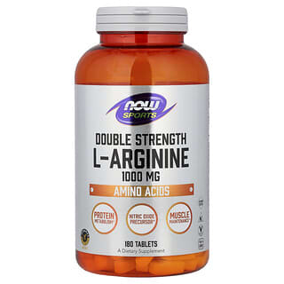 NOW Foods, Sport, dubbele sterkte L-arginine, 1000 mg, 180 tabletten