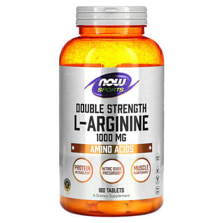 Now Foods, Sports, L-аргинин двойной силы, 1000 мг, 180 таблеток