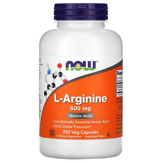 NOW Foods, L-Arginina, 500 mg, 250 Cápsulas Vegetais