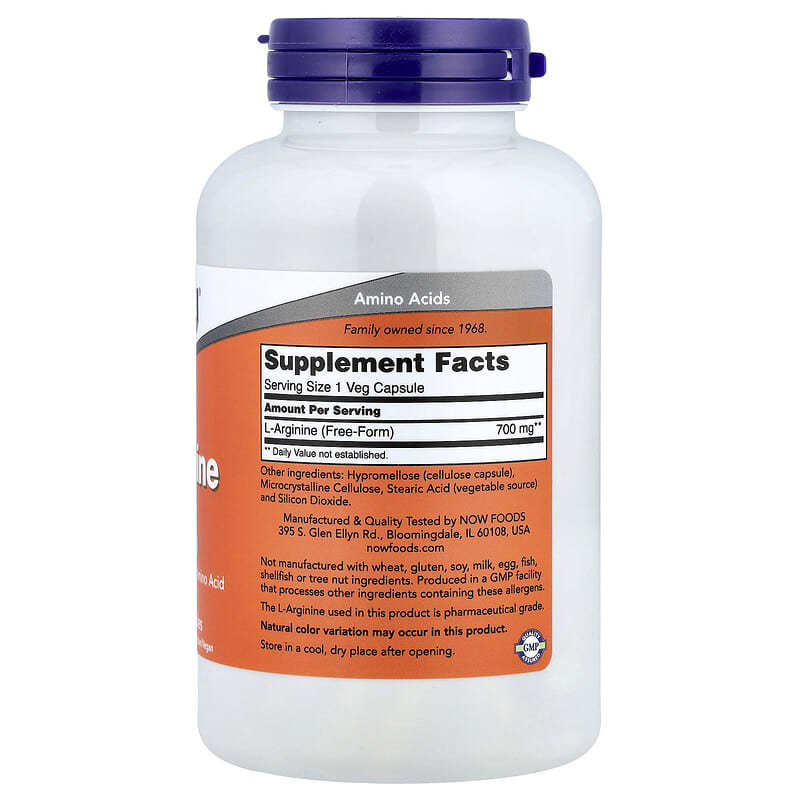 L-Arginine, 700 mg, 180 Veg Capsules