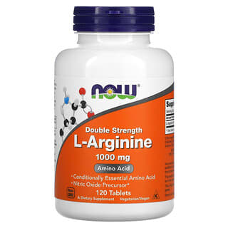NOW Foods, L-аргінін, подвійна концентрація, 1000 мг, 120 таблеток