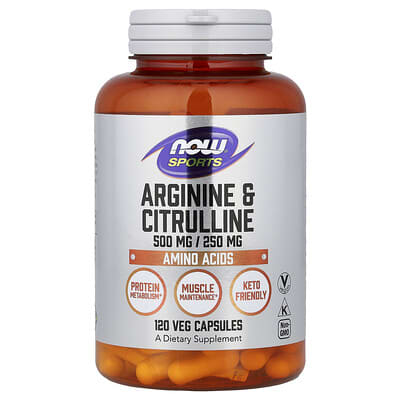 NOW Foods, Sports, Arginine & Citrulline, 120 Veg Capsules