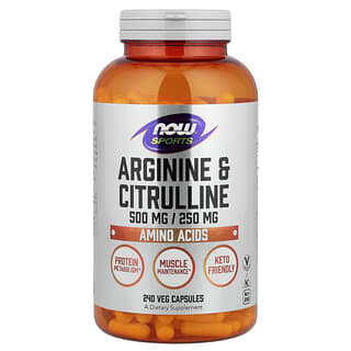 NOW Foods, Sport, Arginine & Citrulline, 240 plantaardige capsules