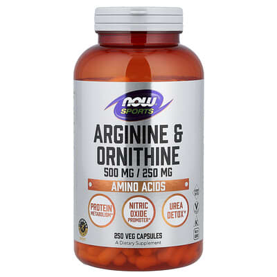NOW Foods, Sports, Arginine & Ornithine, 250 Vegetarian Capsules