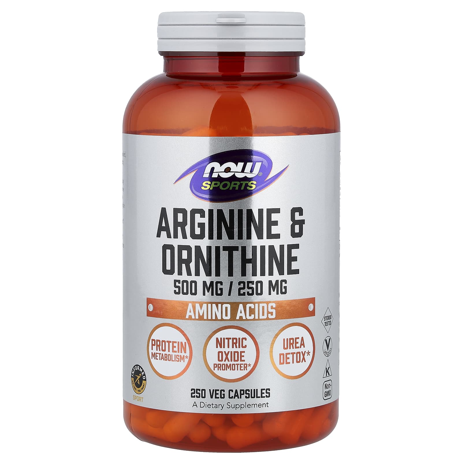 NOW Foods Sports, Arginine & Ornithine – 250 gélules végétales de NOW Foods