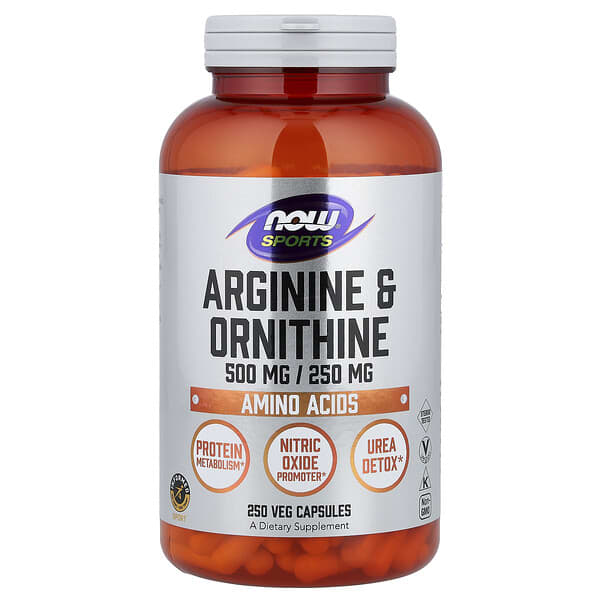 NOW Foods, Sports, Arginine & Ornithine, 250 Veg Capsules — product photo 1