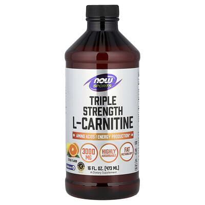 NOW Foods, Sport, L-Carnitine, Triple Strength, Citrus, 16 fl oz (473 ml)