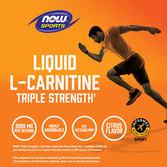 NOW Foods, Sports, L-carnitina líquida de triple concentración, Cítricos, 3000 mg, 473 ml (16 oz. líq.)