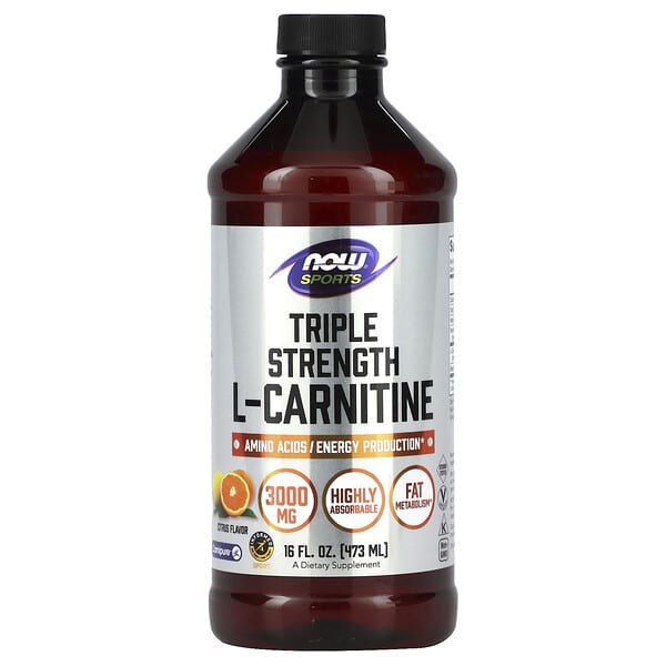 NOW Foods, Sports, Triple Strength L-Carnitine Liquid, Citrus, 3,000 mg, 16 fl oz (473 ml)