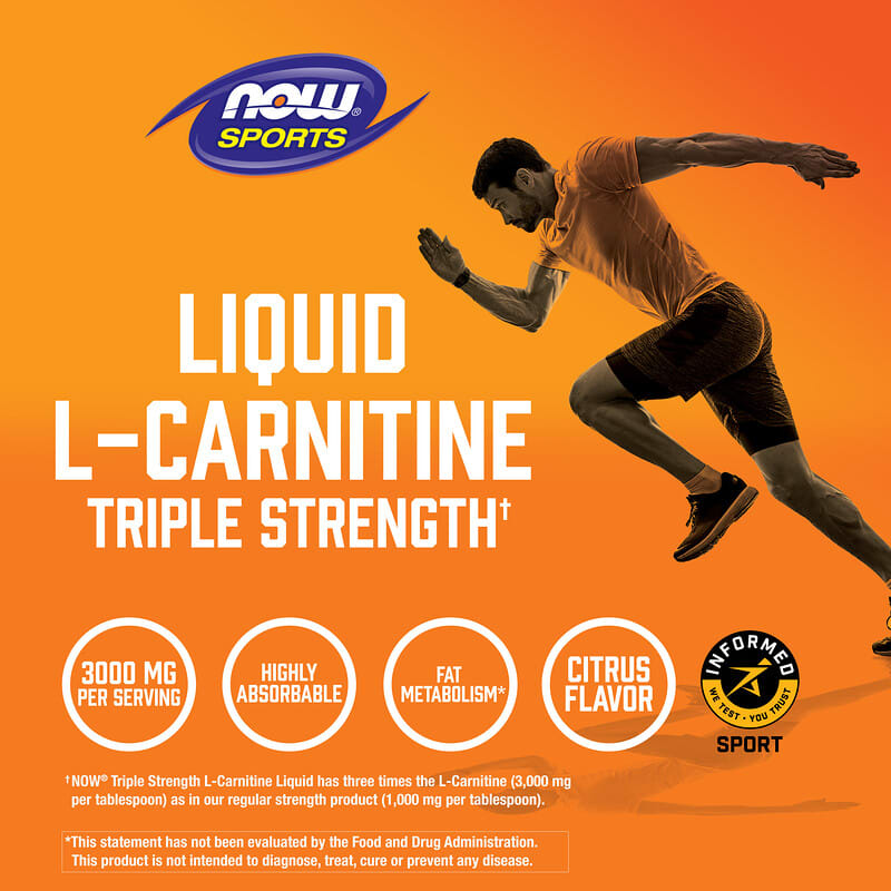 NOW Foods, Sports, Triple Strength L-Carnitin Liquid, dreifach starkes L-Carnitin in flüssiger Form, Zitrusgeschmack, 3.000 mg, 473 ml (16 fl. oz.)